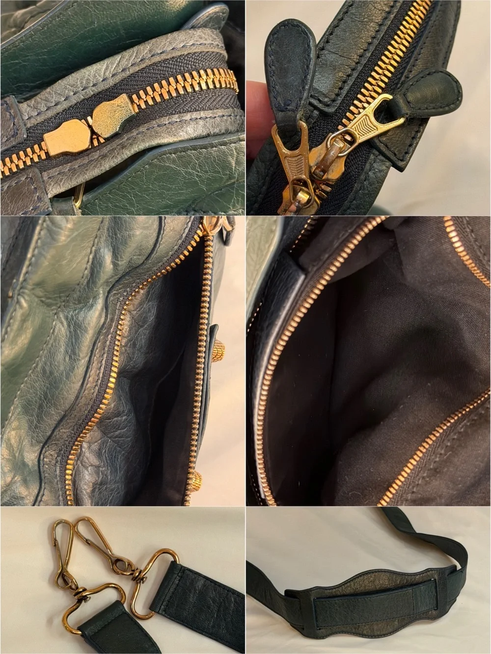 Dark green Balenciaga City bag with Strap